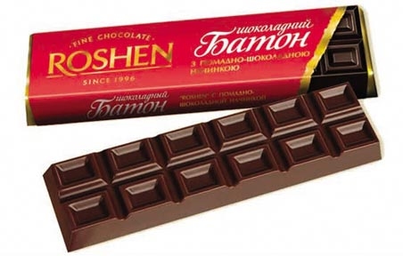 Батон шоколадний Roshen з помадно-шоколадною начинкою 43г (30 шт або 180 шт), Рошен