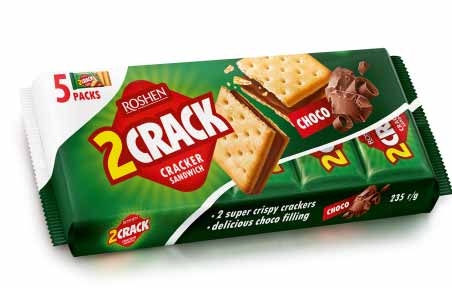 Крекер 2 CRACK с шоколадной начинкой (235 г), Рошен, Roshen 