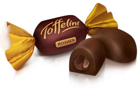 Цукерки Toffelini з шоколадною начинкою (Тофеліні) (1 кг або 6 кг), Рошен, Roshen 